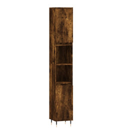 Armoire de bain chêne fumé 30x30x190 cm bois d'ingénierie