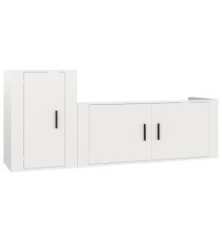 Ensemble de meubles TV 2 pcs blanc brillant bois d'ingénierie