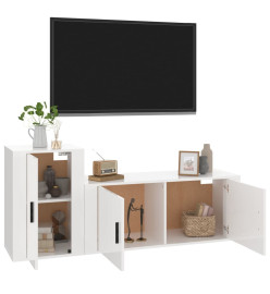 Ensemble de meubles TV 2 pcs blanc brillant bois d'ingénierie