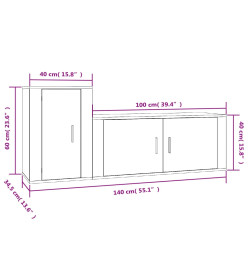 Ensemble de meubles TV 2 pcs blanc brillant bois d'ingénierie