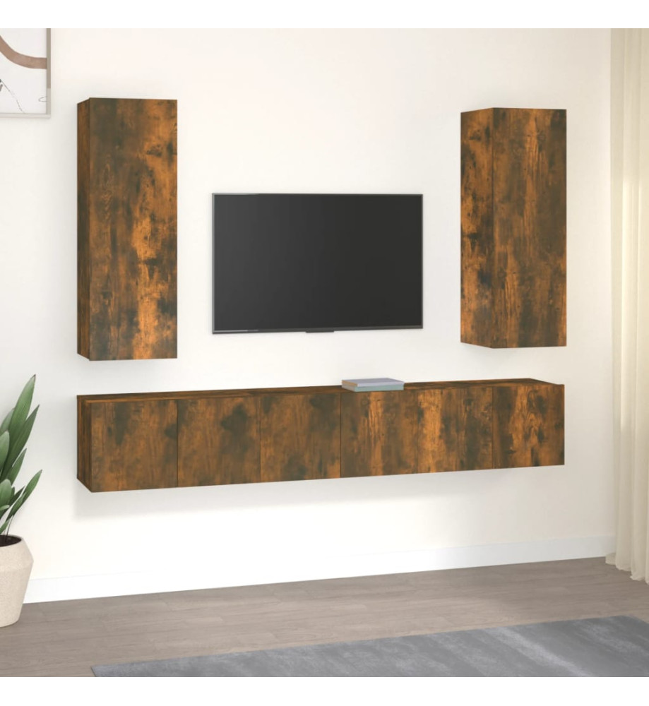 Ensemble de meubles TV 5 pcs Chêne fumé Bois d'ingénierie