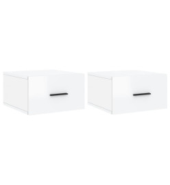 Tables de chevet murales 2 pcs blanc brillant 35x35x20 cm