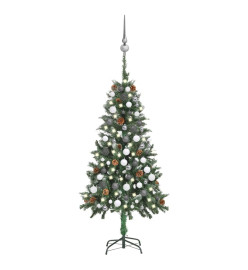 Arbre de Noël artificiel LED et boules et pommes de pin 150 cm