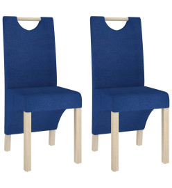 Chaises à manger lot de 2 bleu tissu