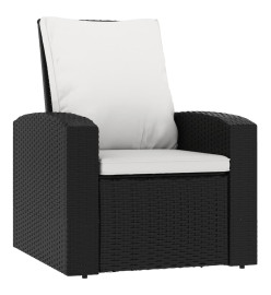 Fauteuil inclinable de jardin avec coussins noir résine tressée