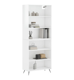 Buffet blanc brillant 69,5x32,5x180 cm bois d'ingénierie