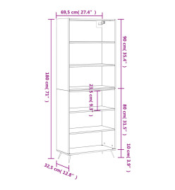 Buffet blanc brillant 69,5x32,5x180 cm bois d'ingénierie