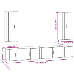 Ensemble de meubles TV 6 pcs Gris béton Bois d'ingénierie