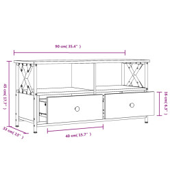 Meuble TV sonoma gris 90x33x45 cm bois d'ingénierie et fer