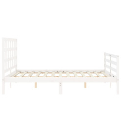 Cadre de lit avec tête de lit blanc 160x200 cm bois massif