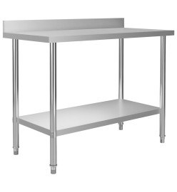 Table de travail de cuisine avec dosseret 120x60x93 cm Inox