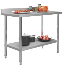 Table de travail de cuisine avec dosseret 120x60x93 cm Inox