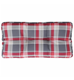 Coussin de palette motif à carreaux rouge 70x40x12 cm tissu