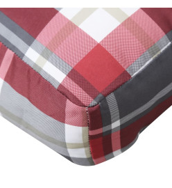 Coussin de palette motif à carreaux rouge 70x40x12 cm tissu