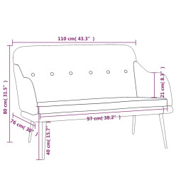 Banc Gris clair 110x76x80 cm Tissu