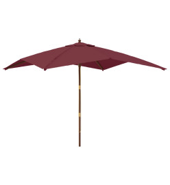 Parasol de jardin avec mât en bois rouge bordeaux 300x300x273cm