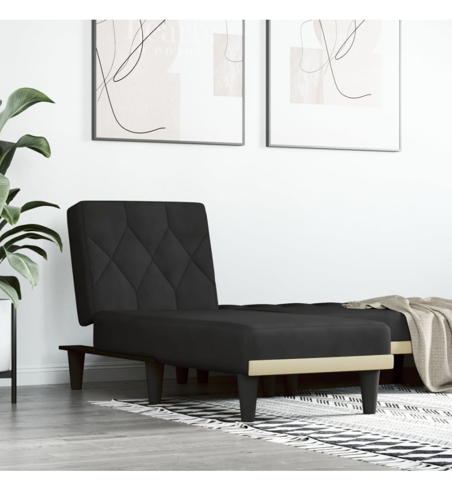 Chaise longue noir velours