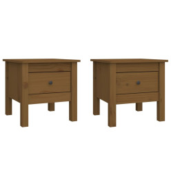 Tables d'appoint 2pcs Marron miel 40x40x39cm Bois massif de pin