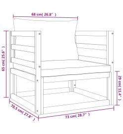 Salon de jardin 7 pcs avec coussins taupe bois massif