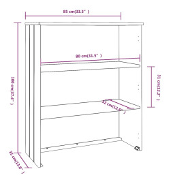 Dessus de buffet HAMAR Blanc 85x35x100 cm Bois de pin massif