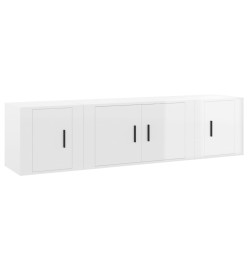 Ensemble de meubles TV 3 pcs Blanc brillant Bois d'ingénierie