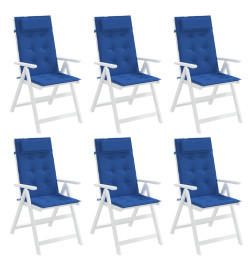 Coussins de chaise à dossier haut lot de 6 bleu royal