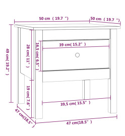 Table d'appoint Gris 50x50x49 cm Bois massif de pin