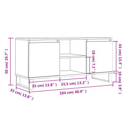 Meuble TV chêne fumé 104x35x50 cm bois d'ingénierie