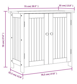 Armoire de jardin 75x35x70 cm bois massif d'acacia