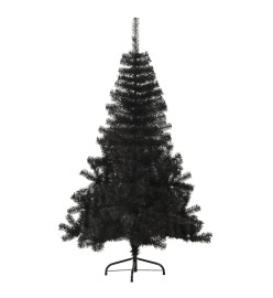 Demi sapin de Noël artificiel avec support Noir 150 cm PVC