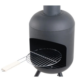 RedFire Cheminée de jardin avec gril de barbecue Fuego grand Noir