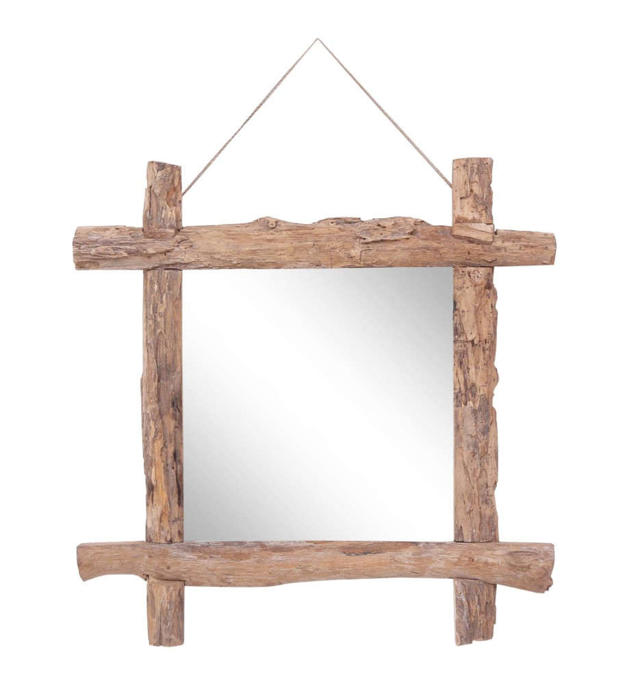 Miroir à bûches Naturel 70x70 cm Bois de récupération massif