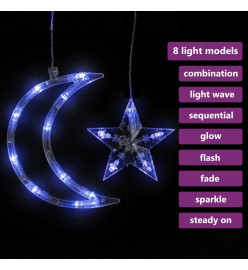 Guirlande lumineuse étoile et lune avec télécommande 345 LED