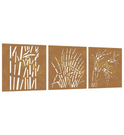 Décorations murales jardin 3 pcs 55x55 cm design d'herbe