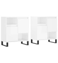 Buffets 2 pcs blanc brillant bois d'ingénierie