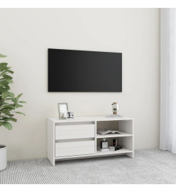 Meuble TV Blanc 80x31x39 cm Bois de pin massif