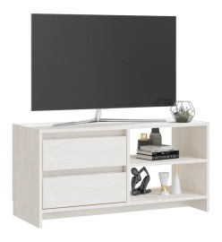 Meuble TV Blanc 80x31x39 cm Bois de pin massif