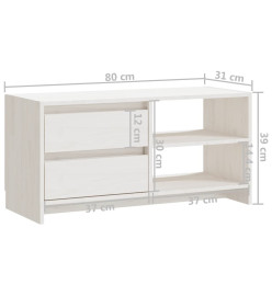 Meuble TV Blanc 80x31x39 cm Bois de pin massif