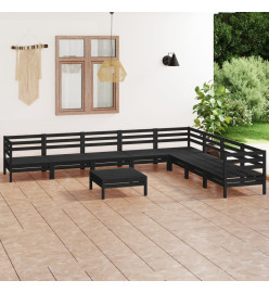 Salon de jardin 9 pcs Bois de pin massif Noir