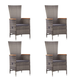 Ensemble de salle à manger de jardin 5 pcs Gris