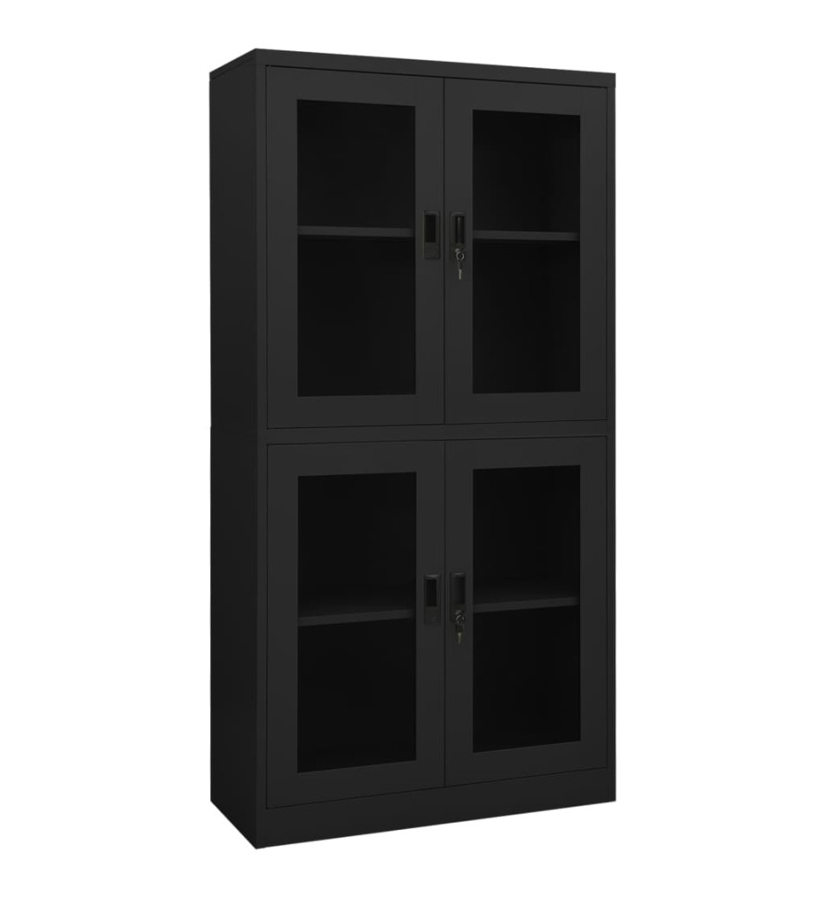 Armoire de bureau Anthracite 90x40x180 cm Acier et verre trempé