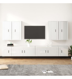 Ensemble de meubles TV 8 pcs Blanc brillant Bois d'ingénierie