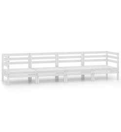 Salon de jardin 4 pcs Blanc Bois de pin massif