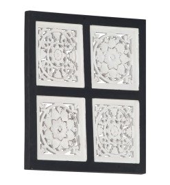 Panneau mural sculpté à la main MDF 40x40x1,5 cm Noir et blanc