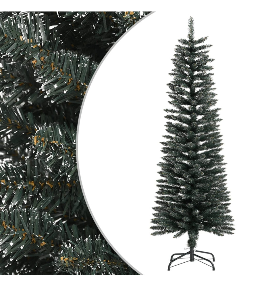 Sapin de Noël artificiel mince avec support Vert 120 cm PVC