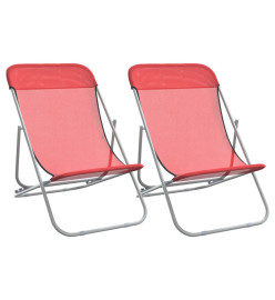 Chaises de plage pliantes 2pcs textilène acier enduit de poudre