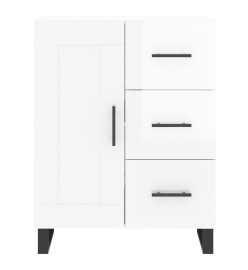 Buffet haut Blanc brillant 69,5x34x180 cm Bois d'ingénierie