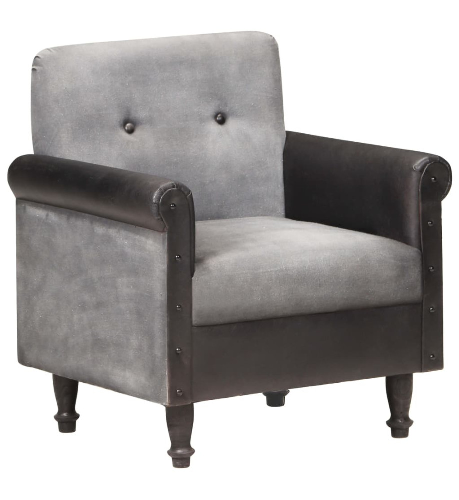 Fauteuil Noir Cuir véritable et toile