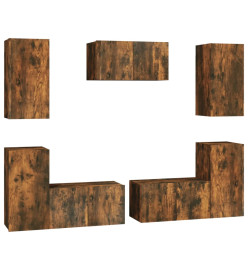 Ensemble de meubles TV 7 pcs Chêne fumé Bois d'ingénierie