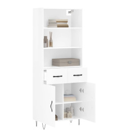 Buffet haut Blanc brillant 69,5x34x180 cm Bois d'ingénierie